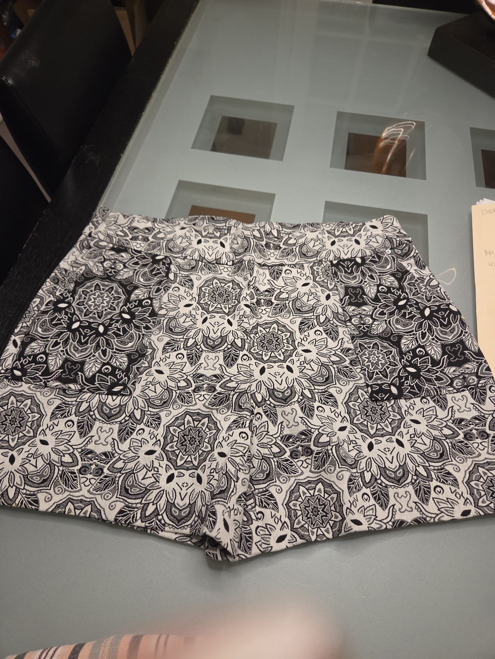 INC International Concepts Black and White Floral Mosaic High Waist Shorts